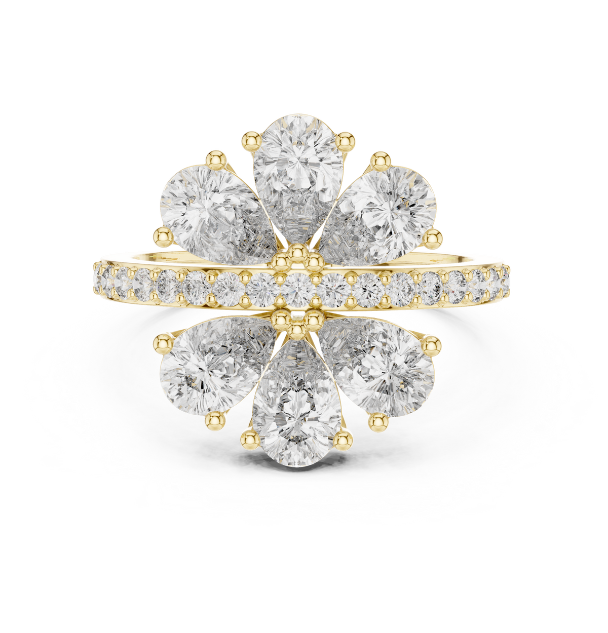 Gold Floral Cluster Pear Lab Grown Diamond Lysera Ring