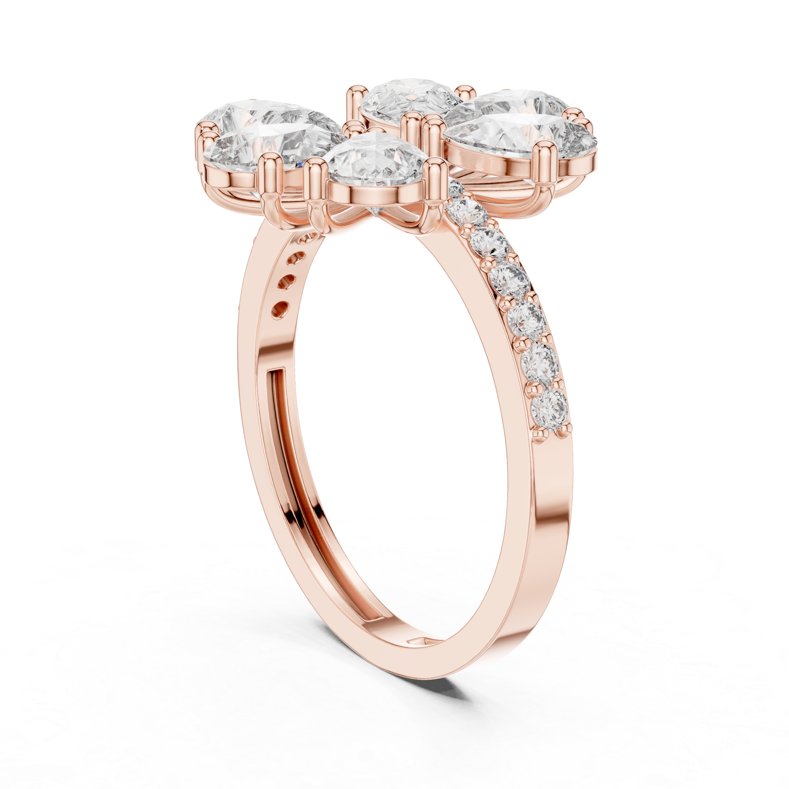 Gold Floral Cluster Pear Lab Grown Diamond Lysera Ring