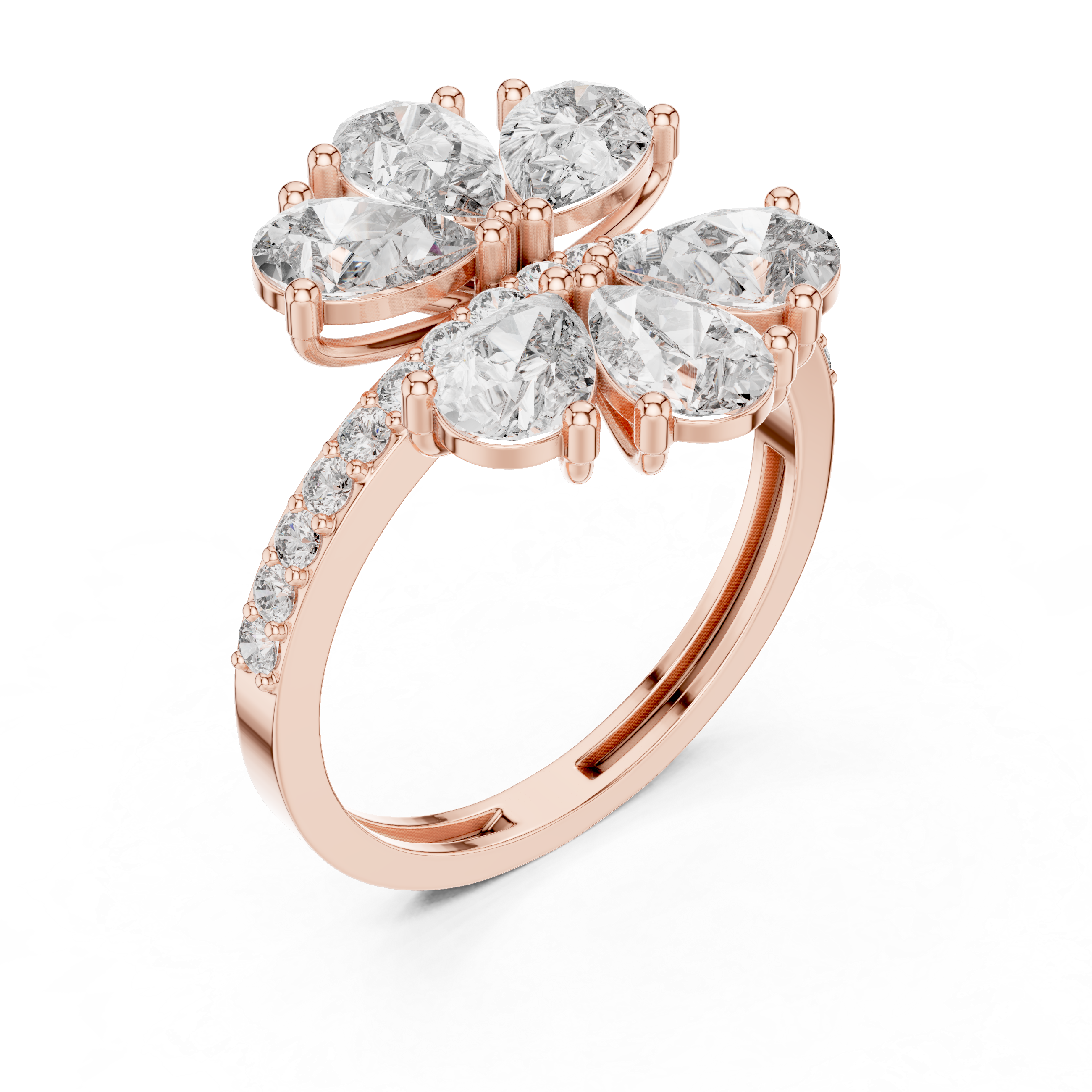 Gold Floral Cluster Pear Lab Grown Diamond Lysera Ring