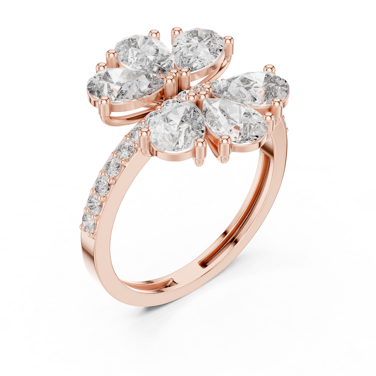 Gold Floral Cluster Pear Lab Grown Diamond Lysera Ring
