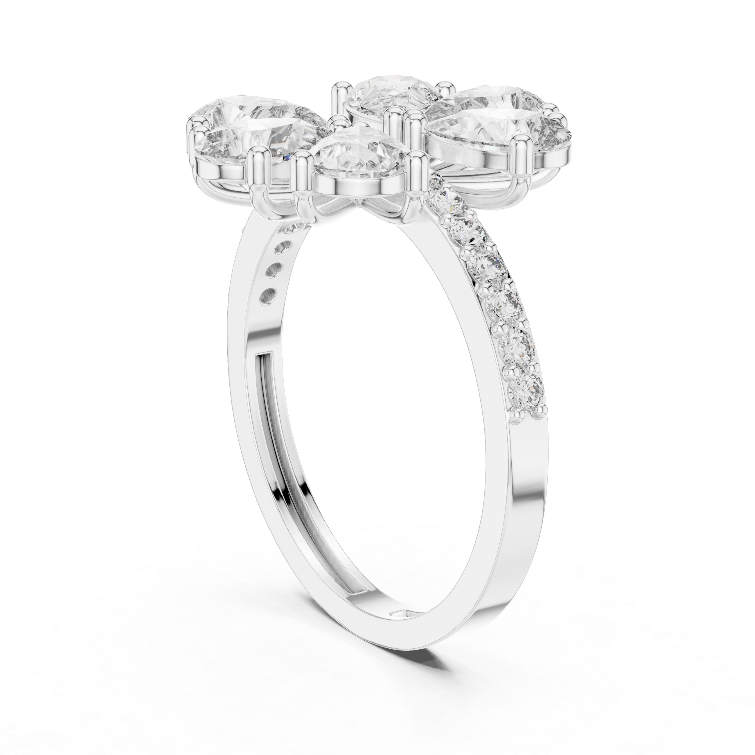 Gold Floral Cluster Pear Lab Grown Diamond Lysera Ring