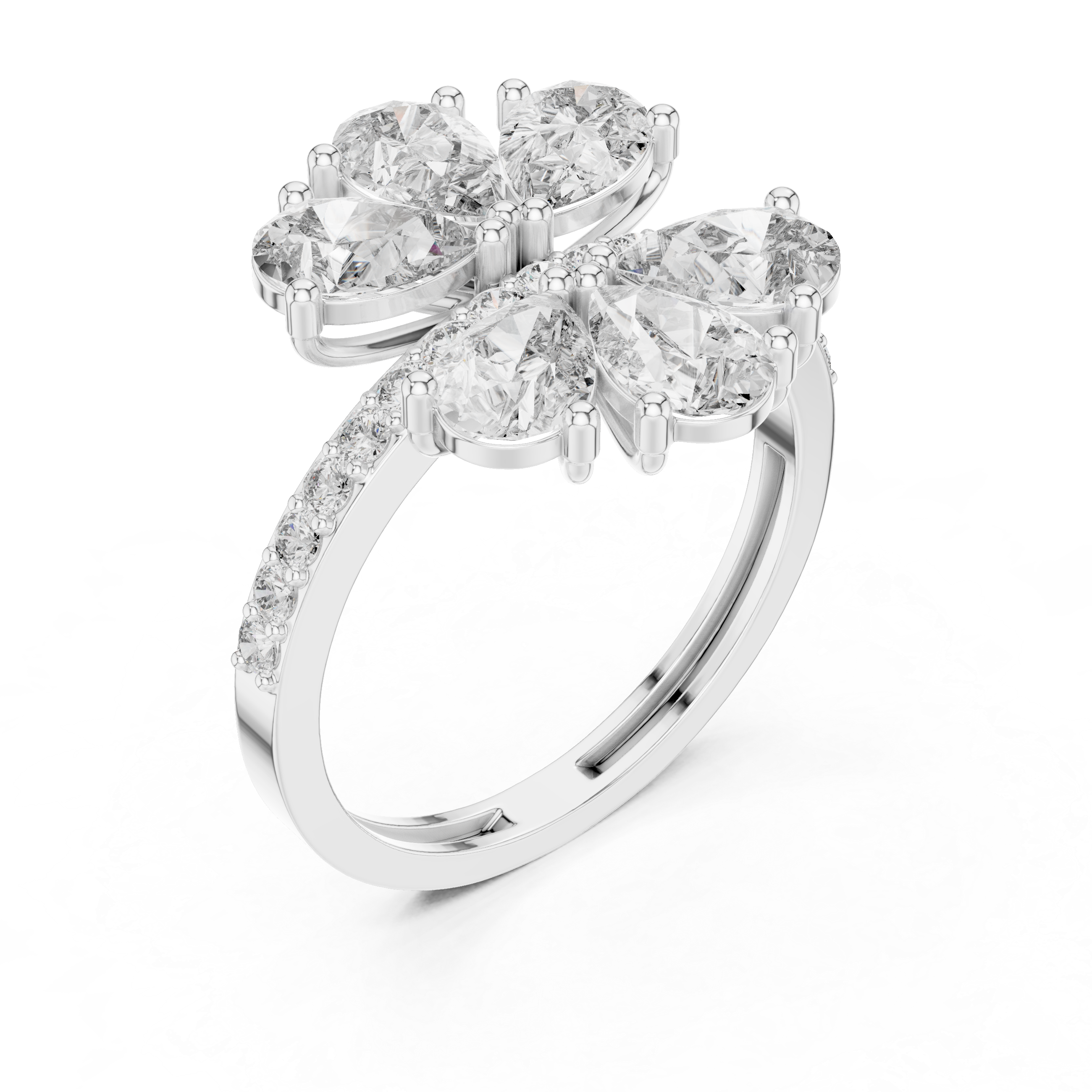 Gold Floral Cluster Pear Lab Grown Diamond Lysera Ring