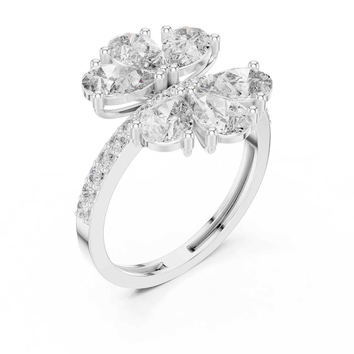 Gold Floral Cluster Pear Lab Grown Diamond Lysera Ring