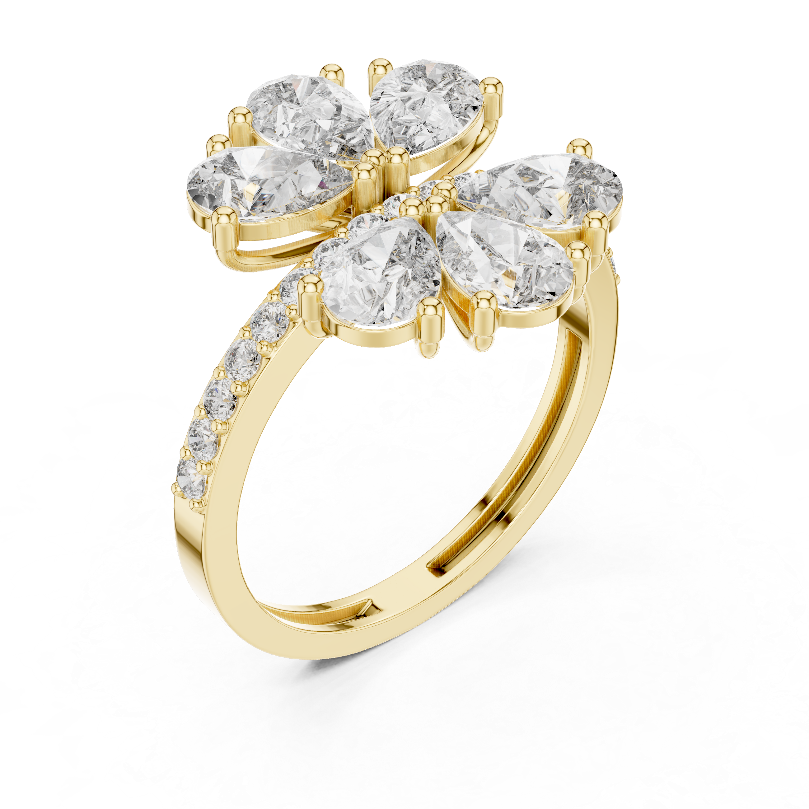 Gold Floral Cluster Pear Lab Grown Diamond Lysera Ring