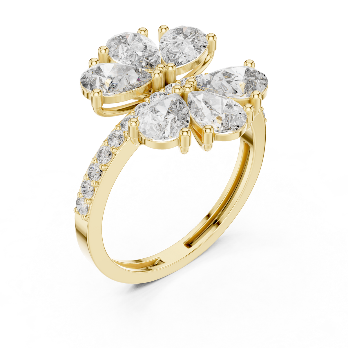 Gold Floral Cluster Pear Lab Grown Diamond Lysera Ring