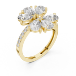 Gold Floral Cluster Pear Lab Grown Diamond Lysera Ring