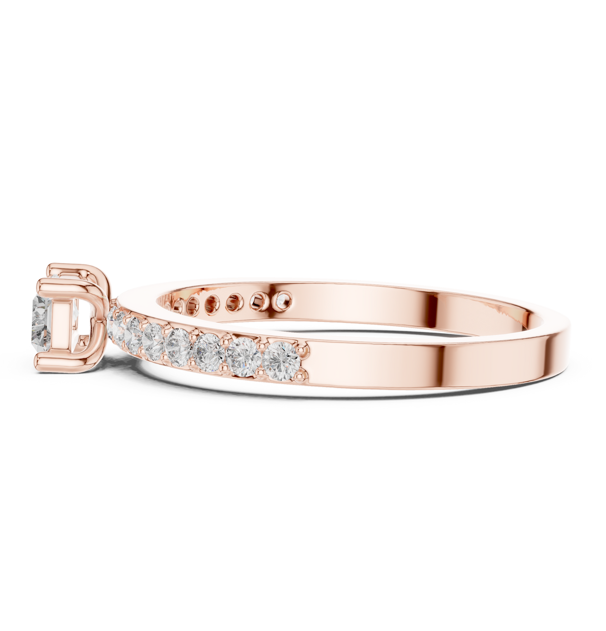 Gold Solitaire Pave Baguette Lab Grown Diamond Velra Ring