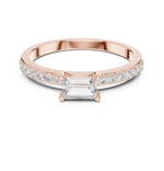 Gold Solitaire Pave Baguette Lab Grown Diamond Velra Ring