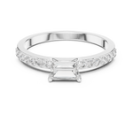 Gold Solitaire Pave Baguette Lab Grown Diamond Velra Ring