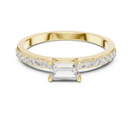 Gold Solitaire Pave Baguette Lab Grown Diamond Velra Ring