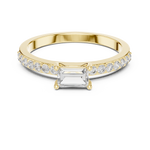 Gold Solitaire Pave Baguette Lab Grown Diamond Velra Ring