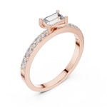 Gold Solitaire Pave Baguette Lab Grown Diamond Velra Ring
