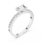Gold Solitaire Pave Baguette Lab Grown Diamond Velra Ring