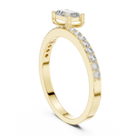 Gold Solitaire Pave Baguette Lab Grown Diamond Velra Ring