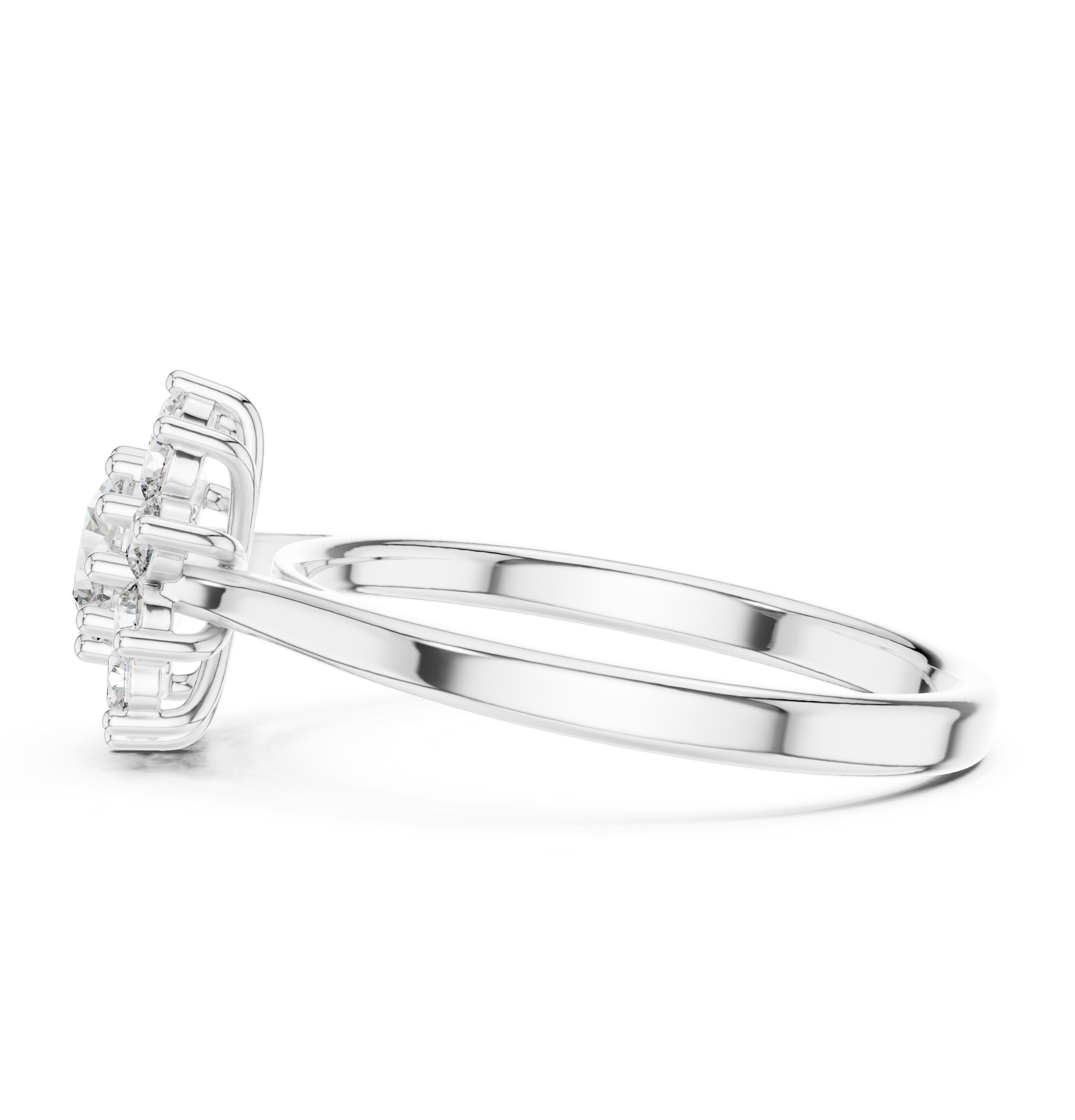 Gold Floral Halo Cluster Round Lab Grown Diamond Lyrix Ring