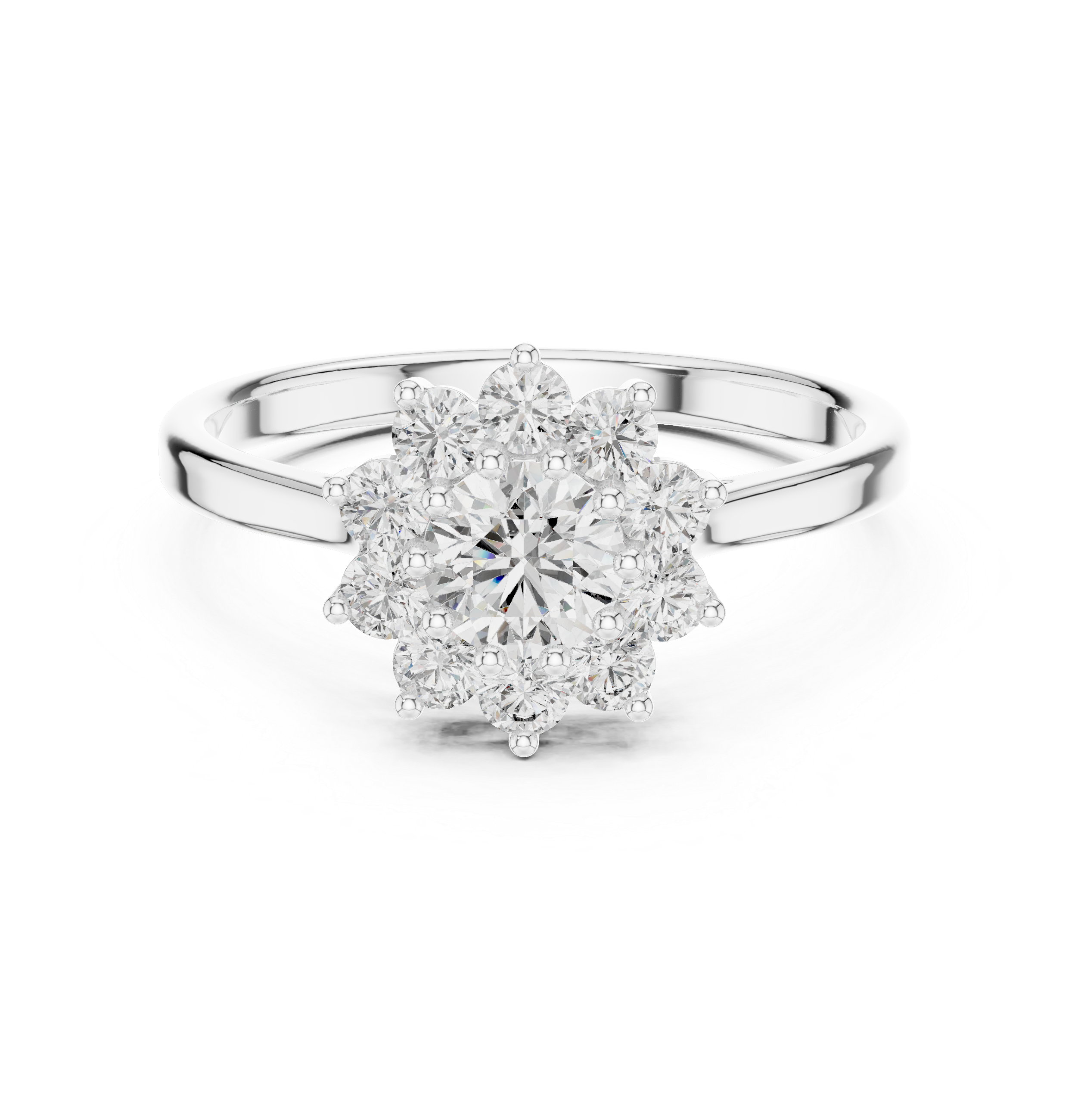 Gold Floral Halo Cluster Round Lab Grown Diamond Lyrix Ring
