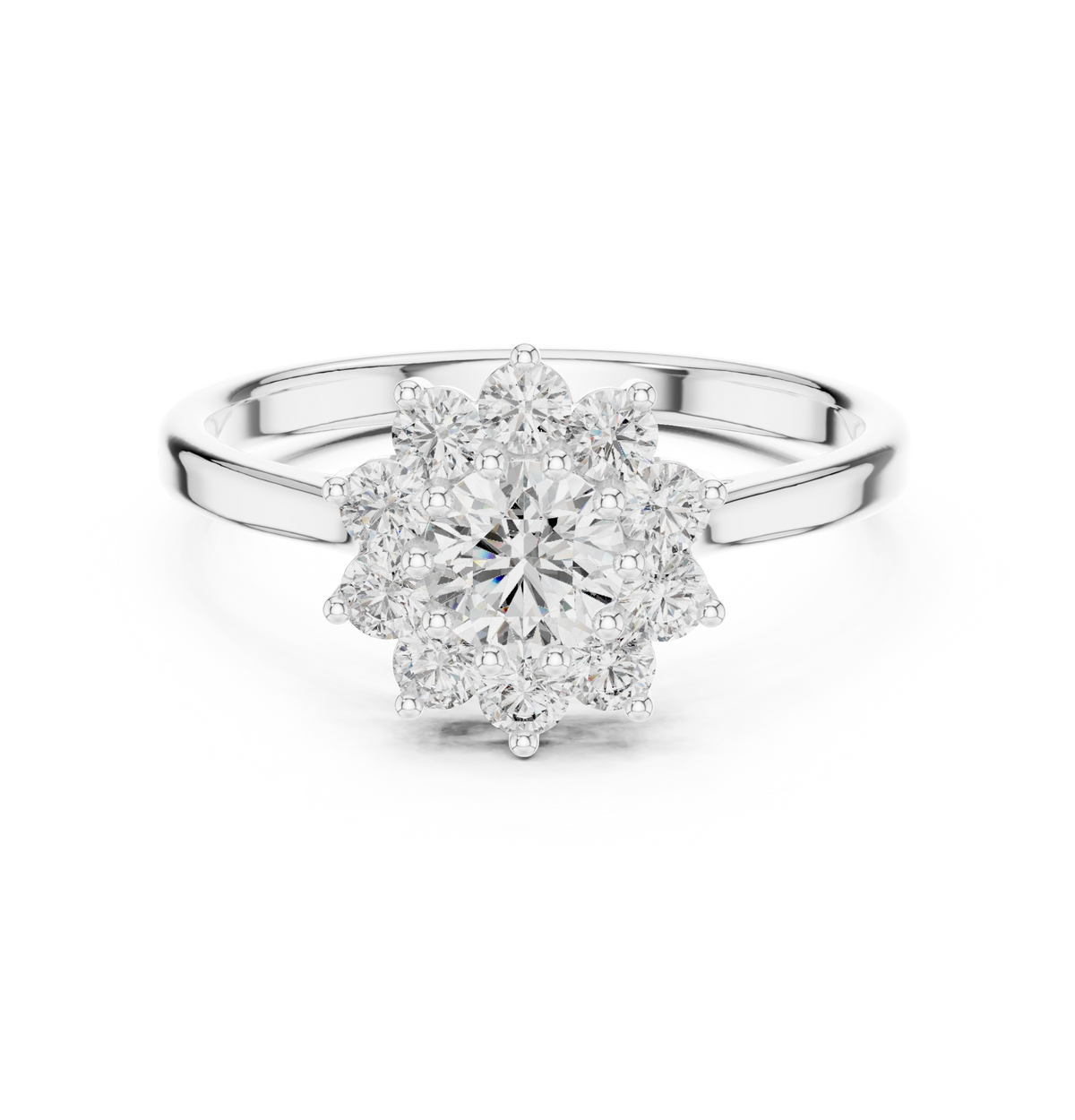 Gold Floral Halo Cluster Round Lab Grown Diamond Lyrix Ring