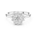 Gold Floral Halo Cluster Round Lab Grown Diamond Lyrix Ring
