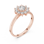 Gold Floral Halo Cluster Round Lab Grown Diamond Lyrix Ring