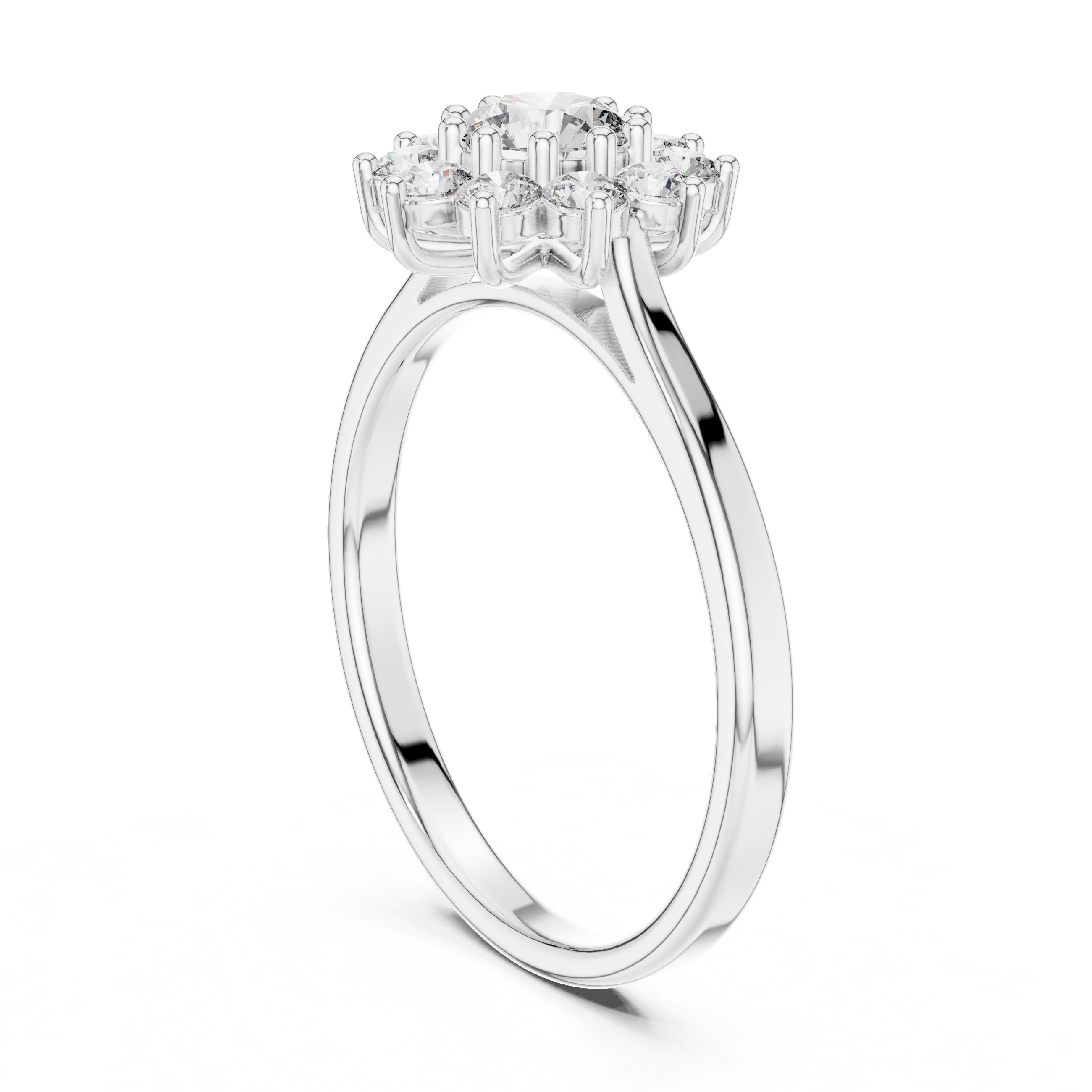 Gold Floral Halo Cluster Round Lab Grown Diamond Lyrix Ring