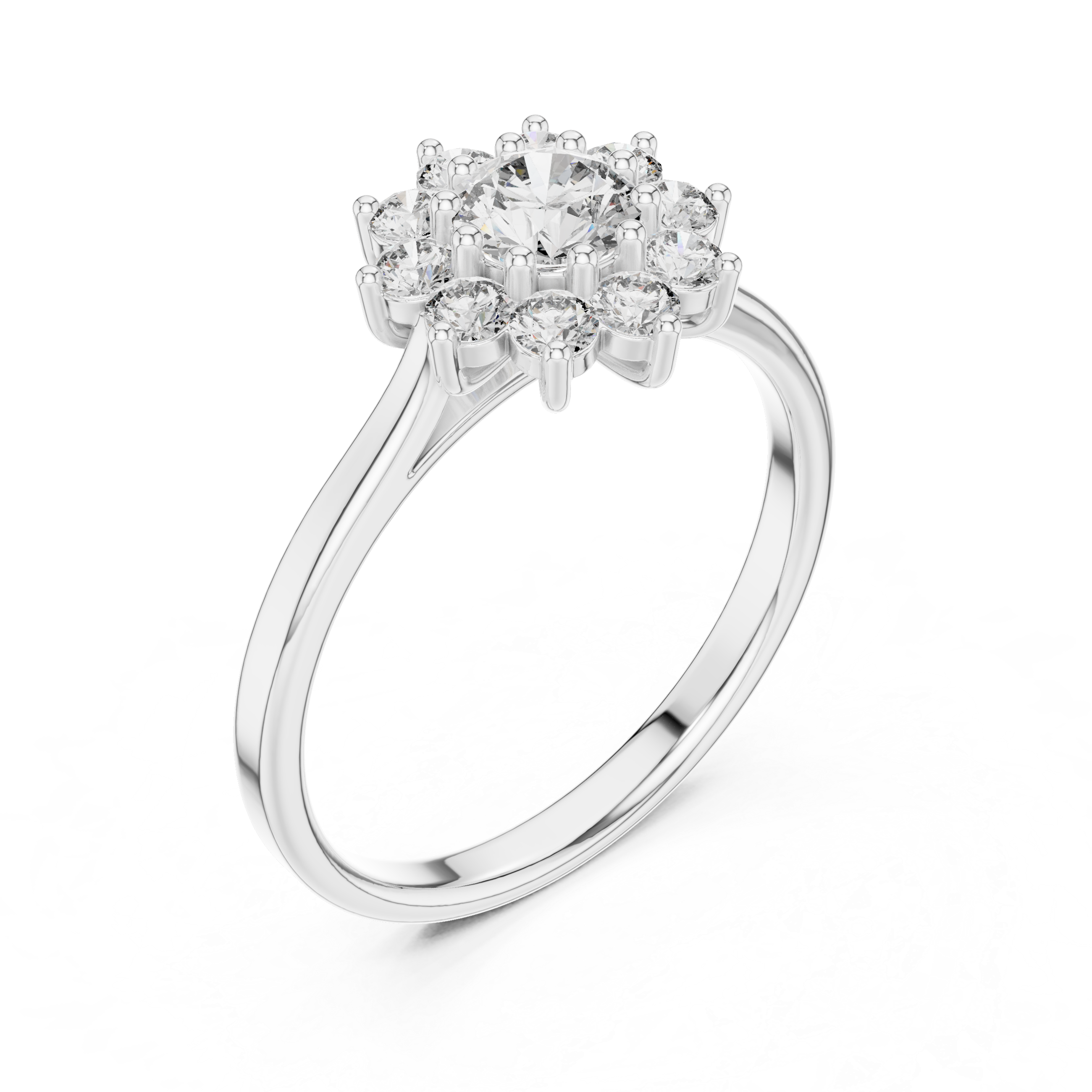 Gold Floral Halo Cluster Round Lab Grown Diamond Lyrix Ring