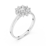 Gold Floral Halo Cluster Round Lab Grown Diamond Lyrix Ring