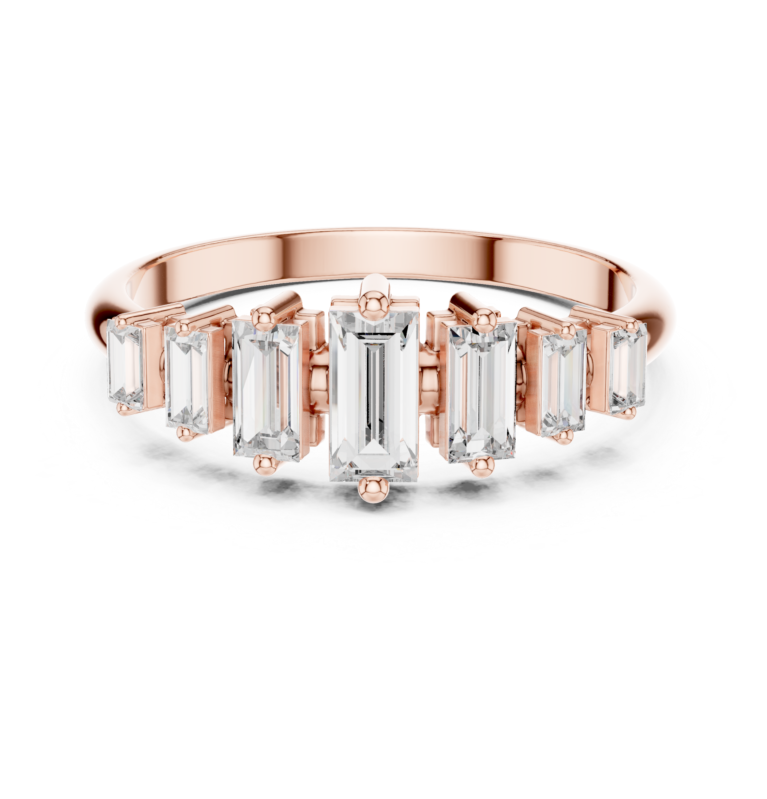 Gold Half Eternity Prong Baguette Lab Grown Diamond Nirex Ring