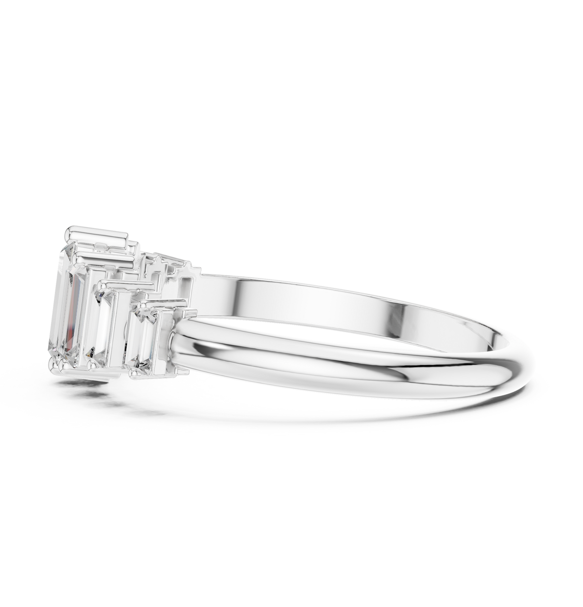 Gold Half Eternity Prong Baguette Lab Grown Diamond Nirex Ring