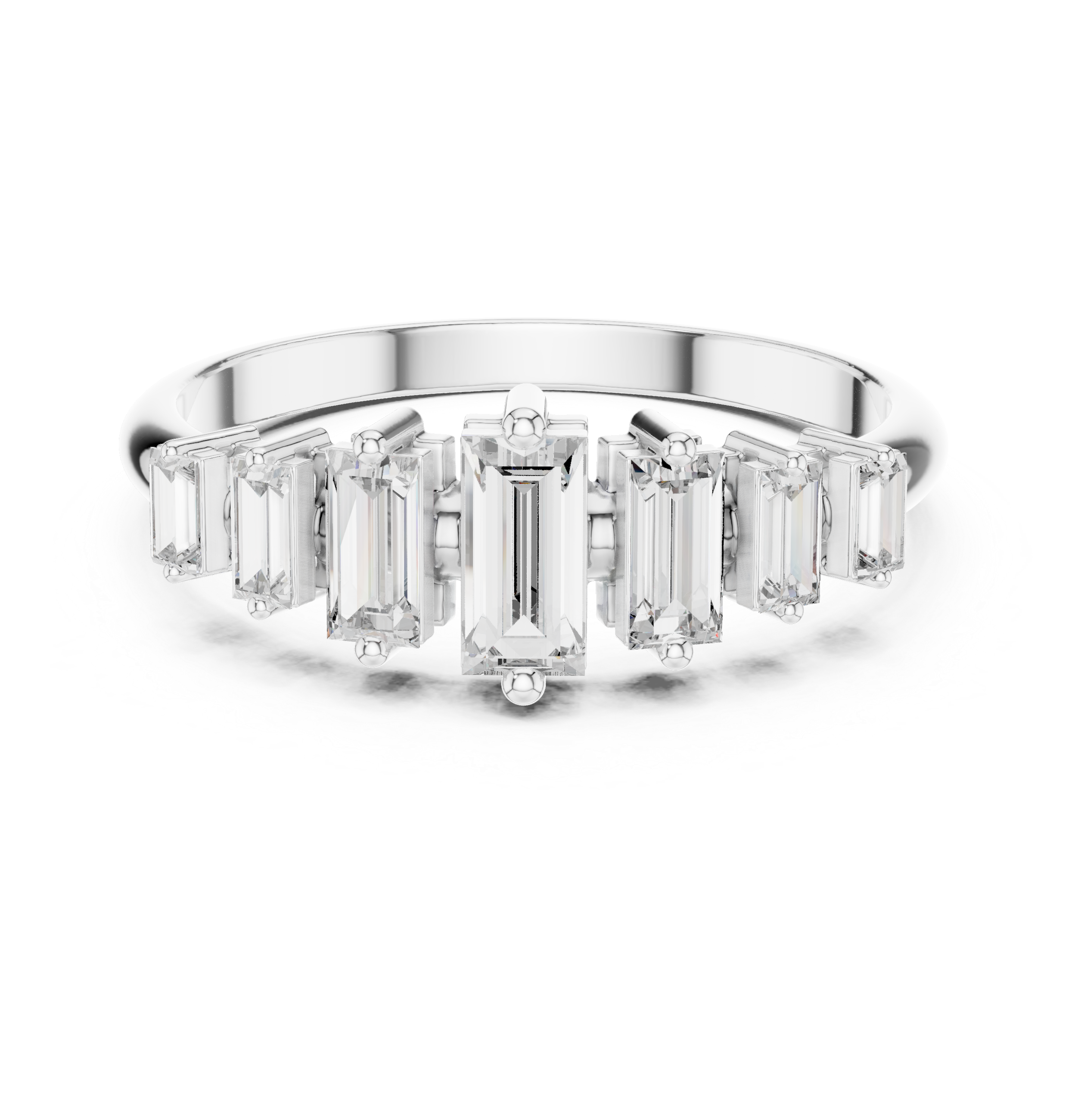 Gold Half Eternity Prong Baguette Lab Grown Diamond Nirex Ring