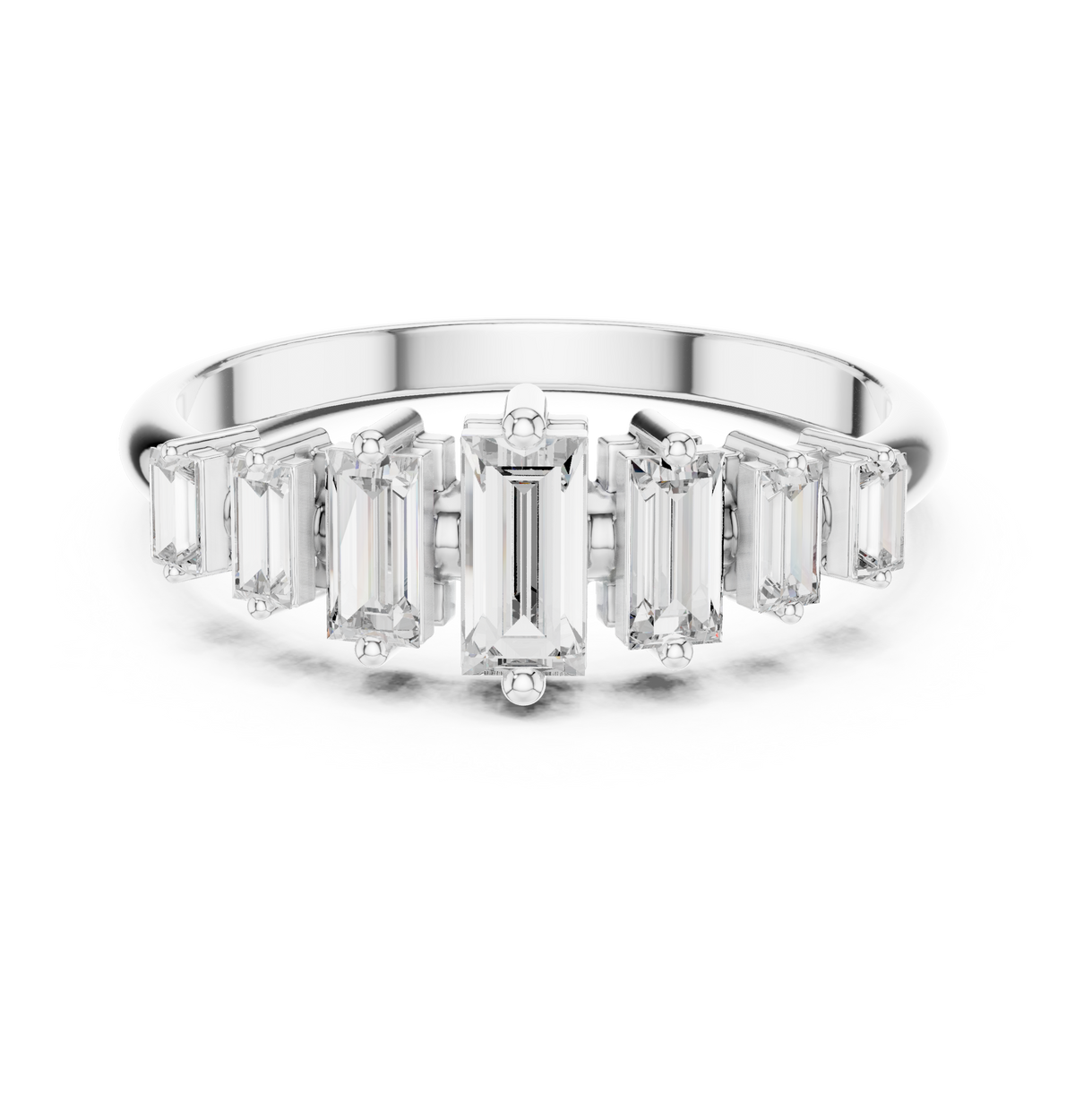 Gold Half Eternity Prong Baguette Lab Grown Diamond Nirex Ring