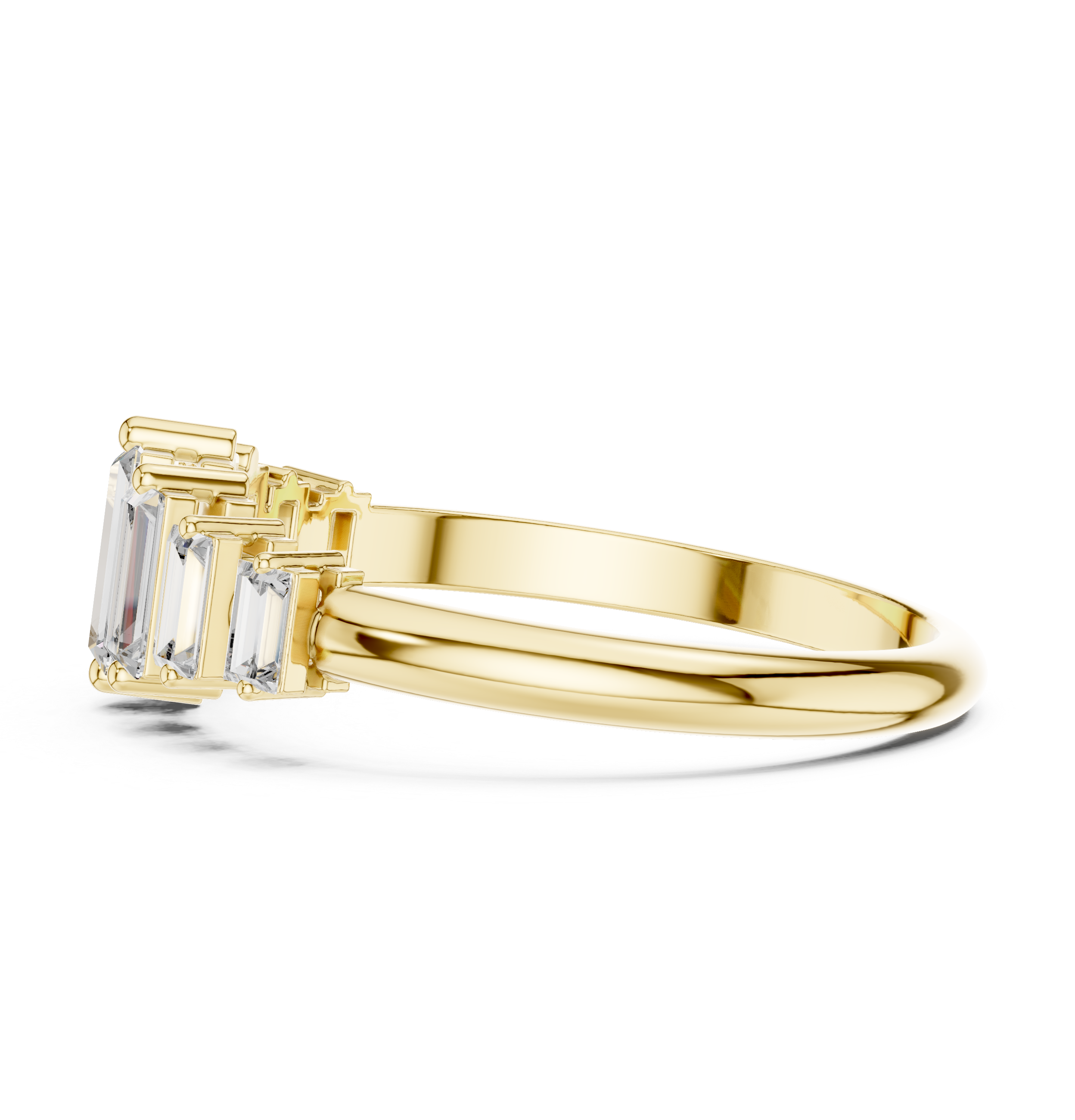 Gold Half Eternity Prong Baguette Lab Grown Diamond Nirex Ring