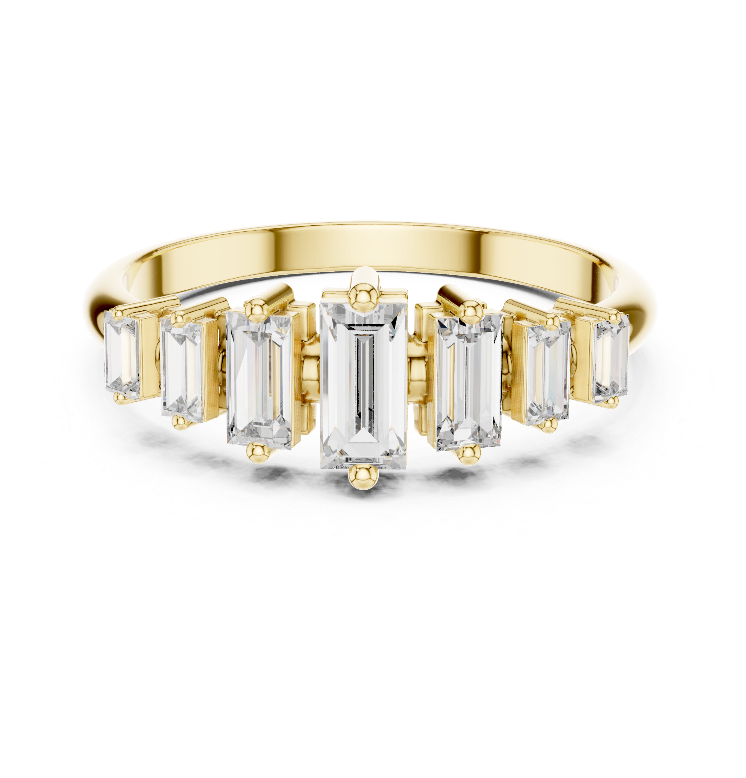 Gold Half Eternity Prong Baguette Lab Grown Diamond Nirex Ring