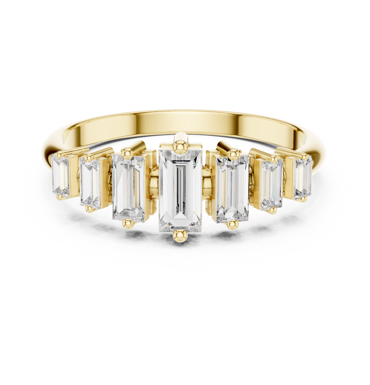 Gold Half Eternity Prong Baguette Lab Grown Diamond Nirex Ring