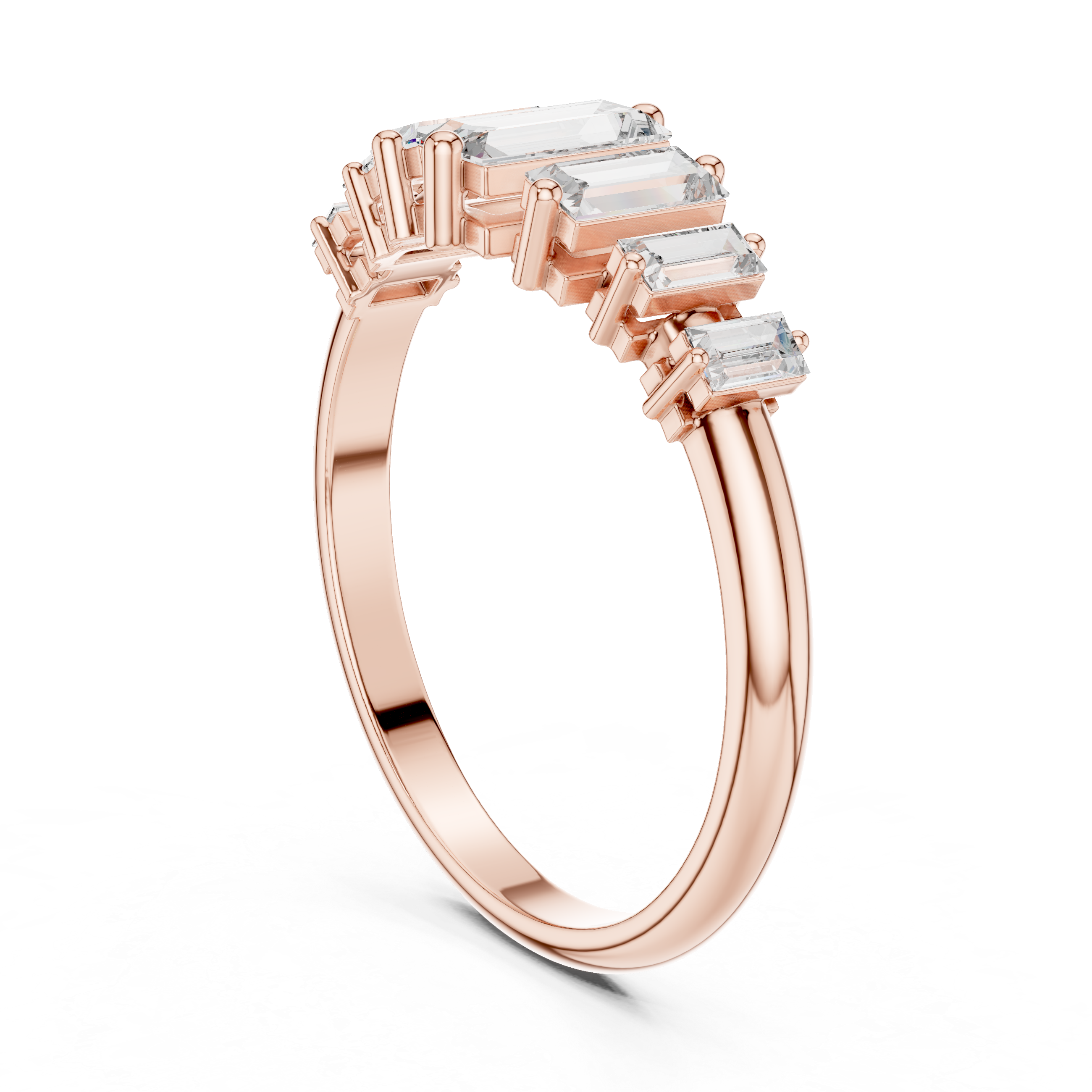 Gold Half Eternity Prong Baguette Lab Grown Diamond Nirex Ring