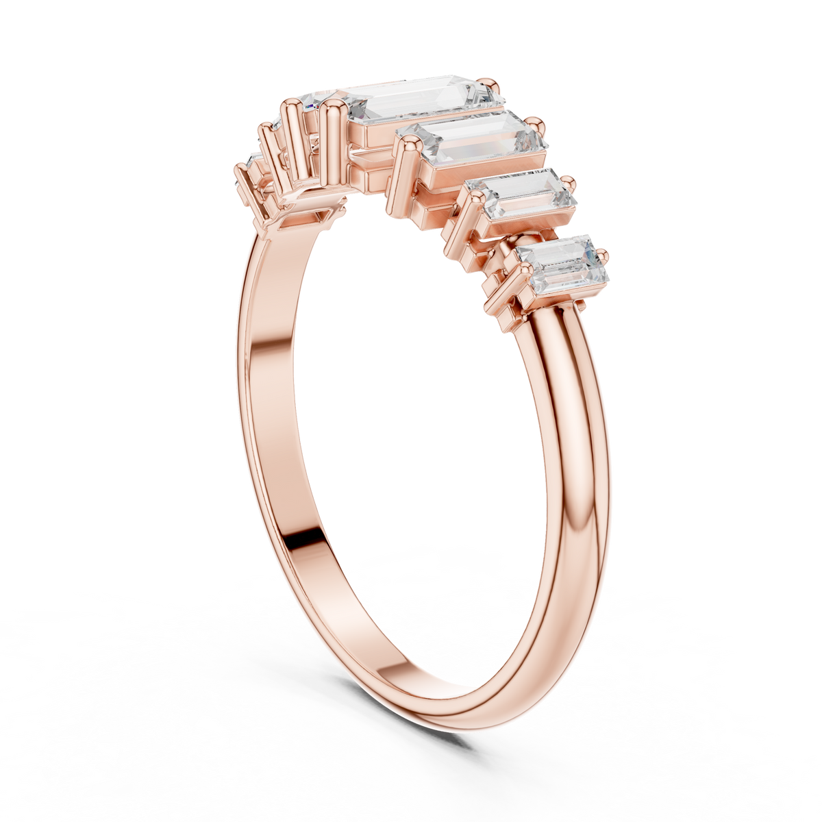 Gold Half Eternity Prong Baguette Lab Grown Diamond Nirex Ring