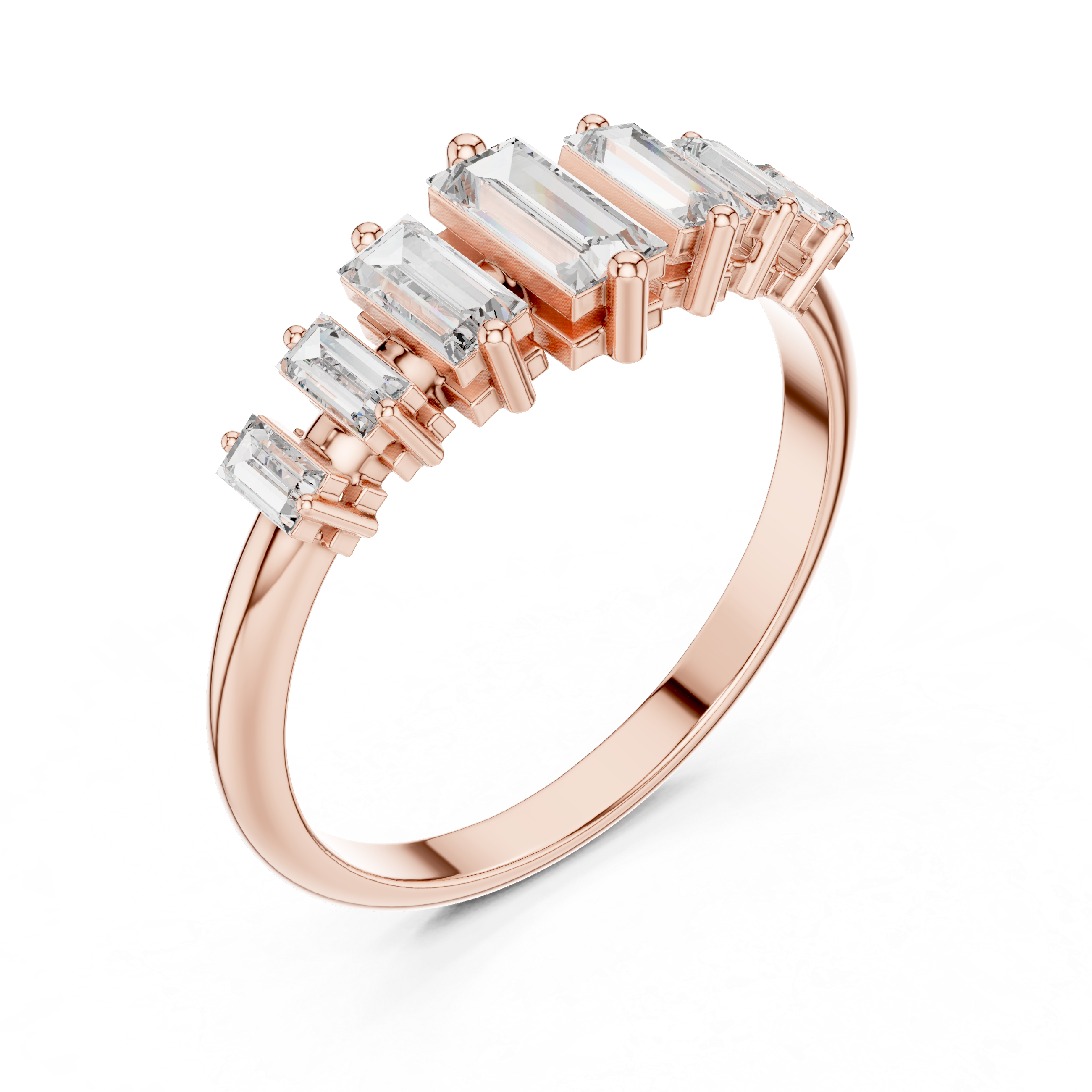 Gold Half Eternity Prong Baguette Lab Grown Diamond Nirex Ring