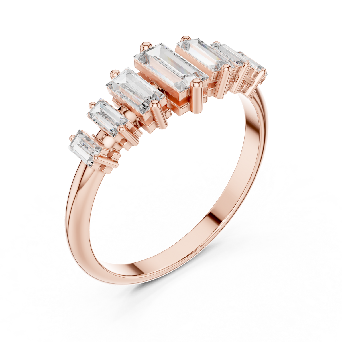 Gold Half Eternity Prong Baguette Lab Grown Diamond Nirex Ring