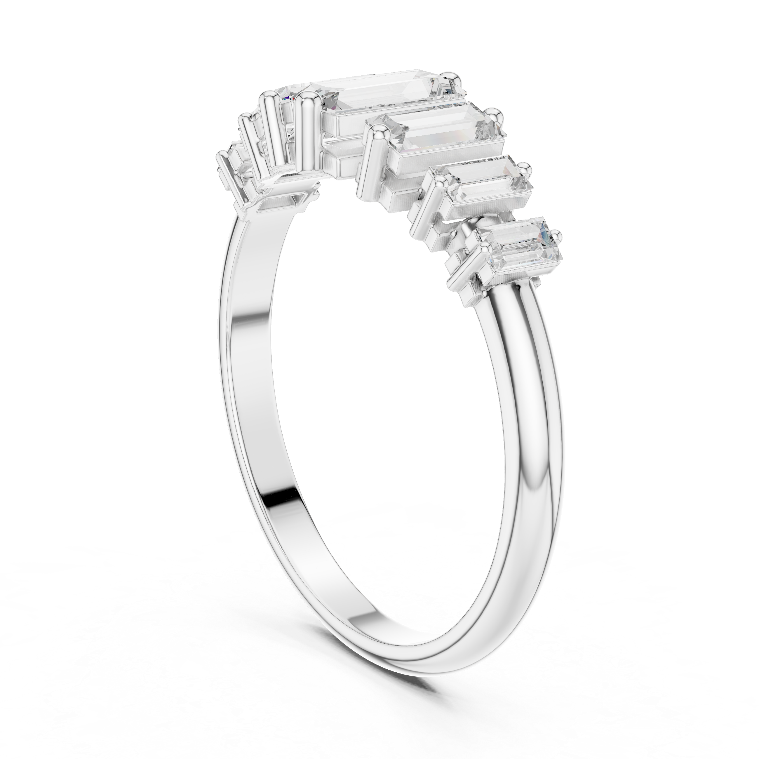 Gold Half Eternity Prong Baguette Lab Grown Diamond Nirex Ring