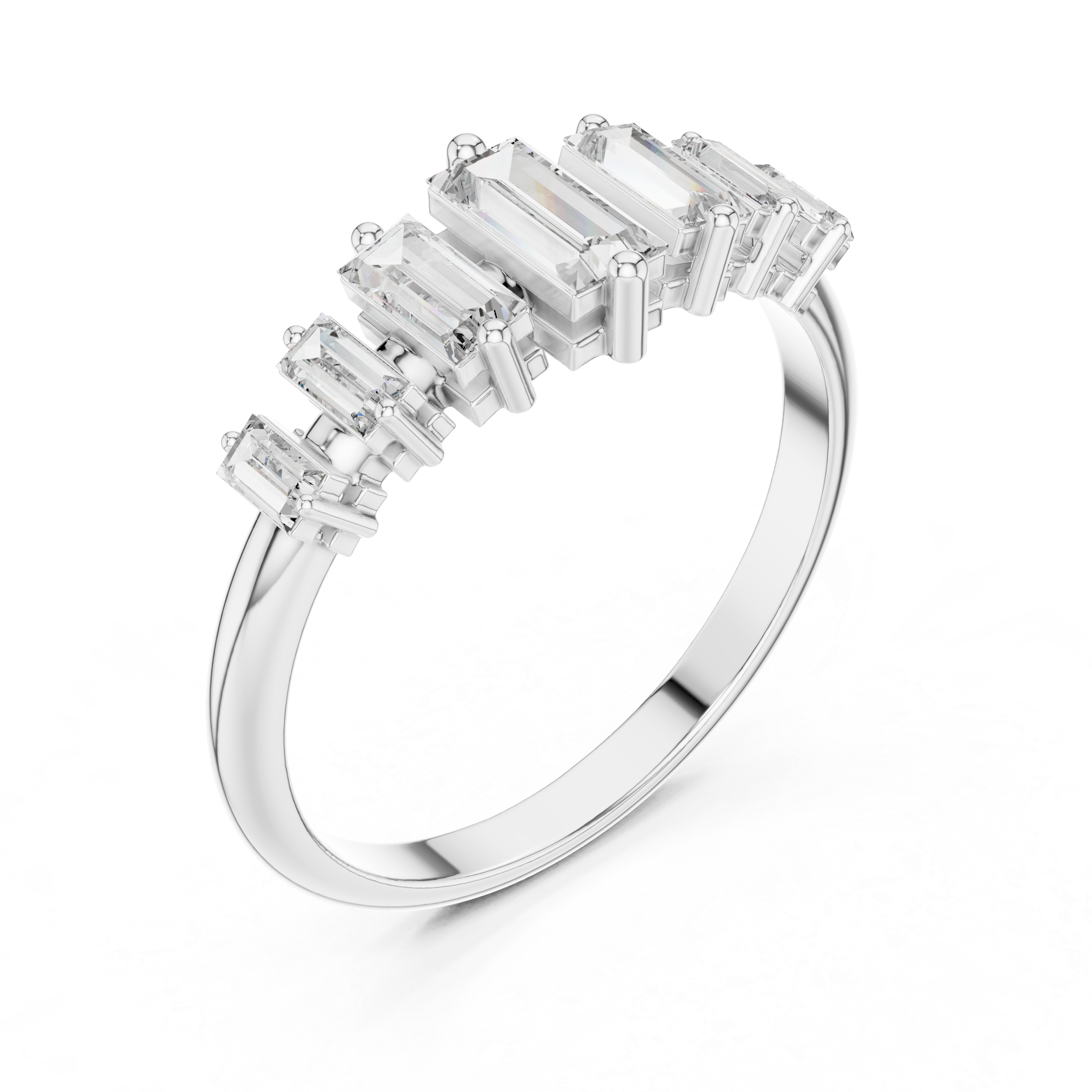 Gold Half Eternity Prong Baguette Lab Grown Diamond Nirex Ring