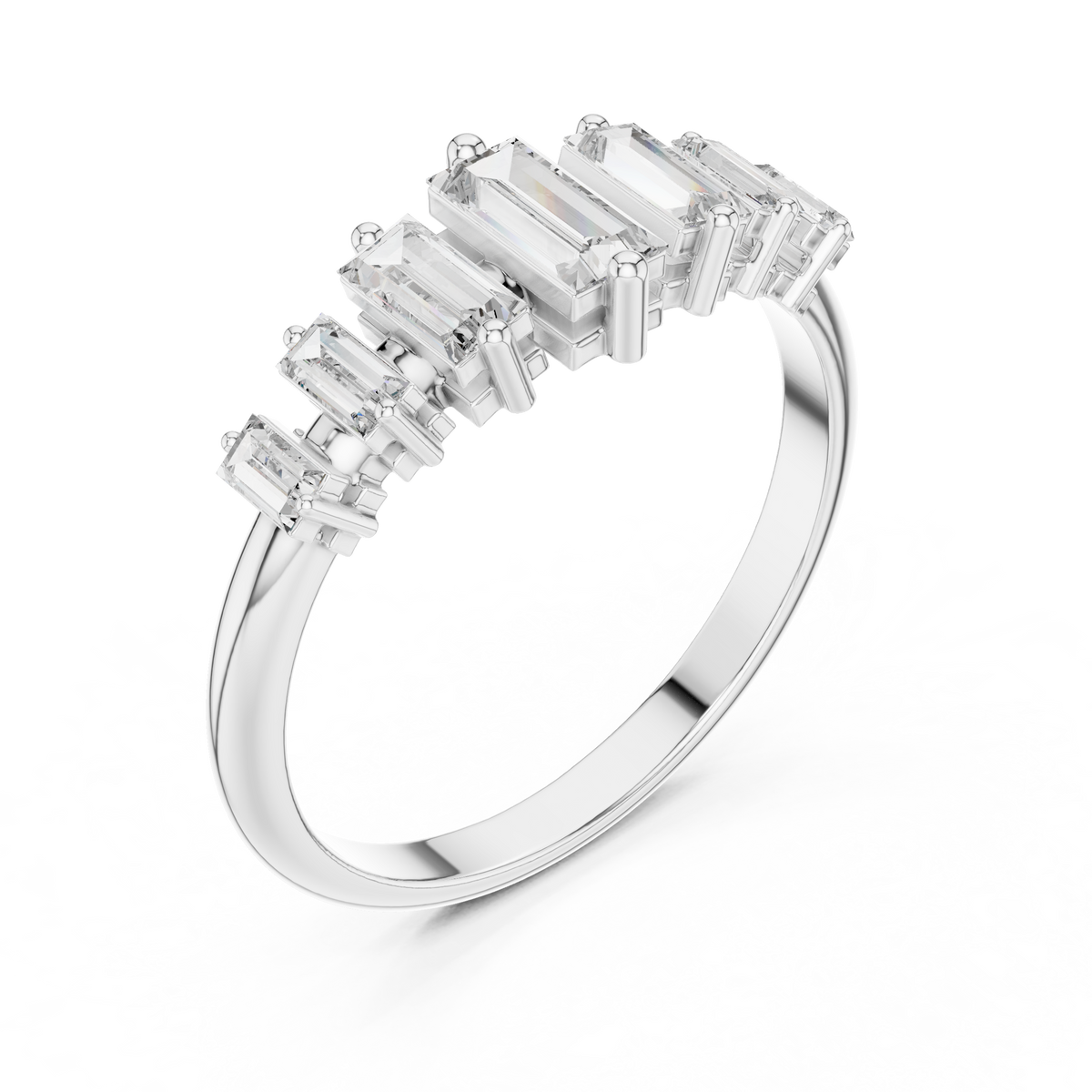 Gold Half Eternity Prong Baguette Lab Grown Diamond Nirex Ring