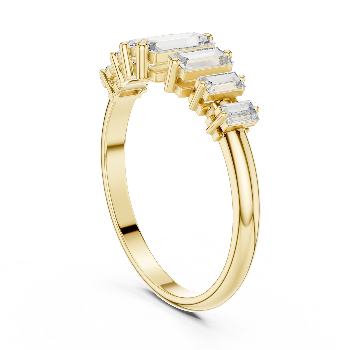 Gold Half Eternity Prong Baguette Lab Grown Diamond Nirex Ring