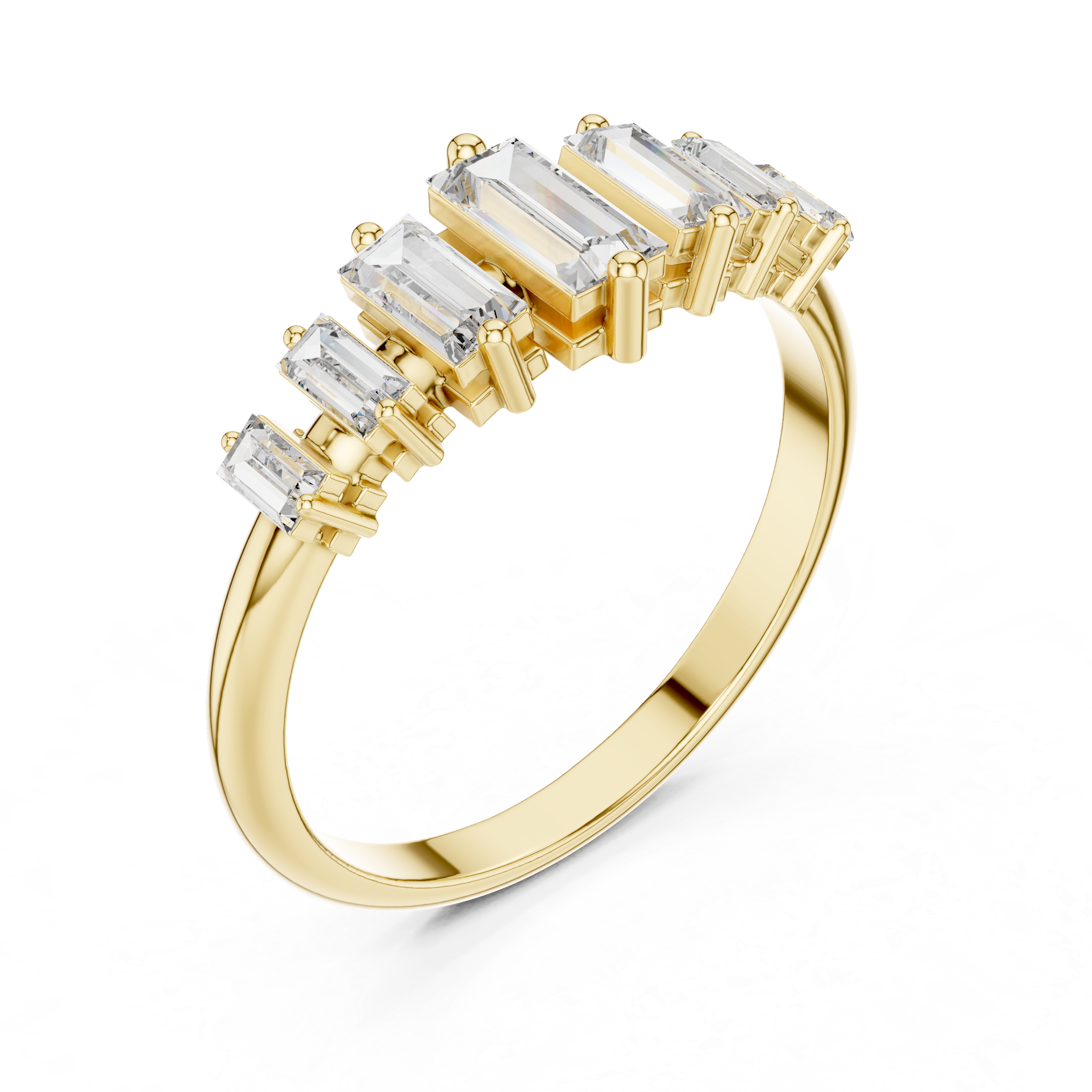 Gold Half Eternity Prong Baguette Lab Grown Diamond Nirex Ring