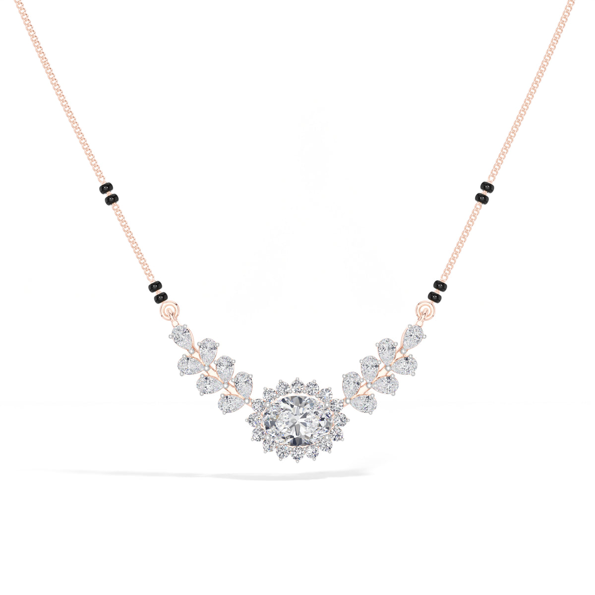 Oval Halo Pear Wing Lab Grown Diamond Seraphine Mangalsutra Necklace