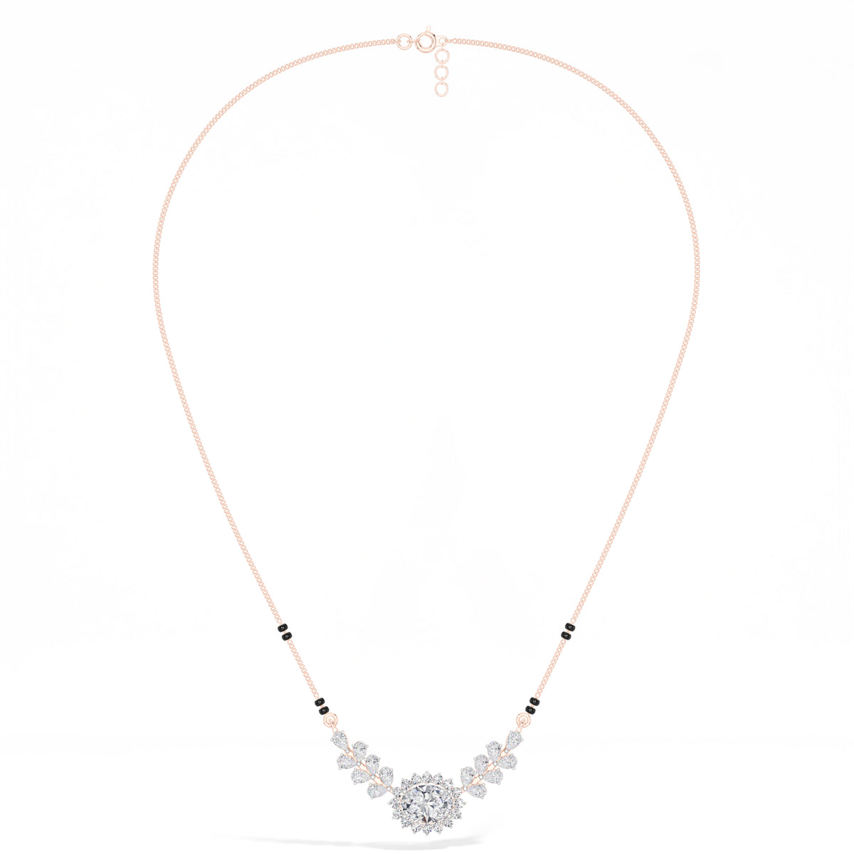 Oval Halo Pear Wing Lab Grown Diamond Seraphine Mangalsutra Necklace