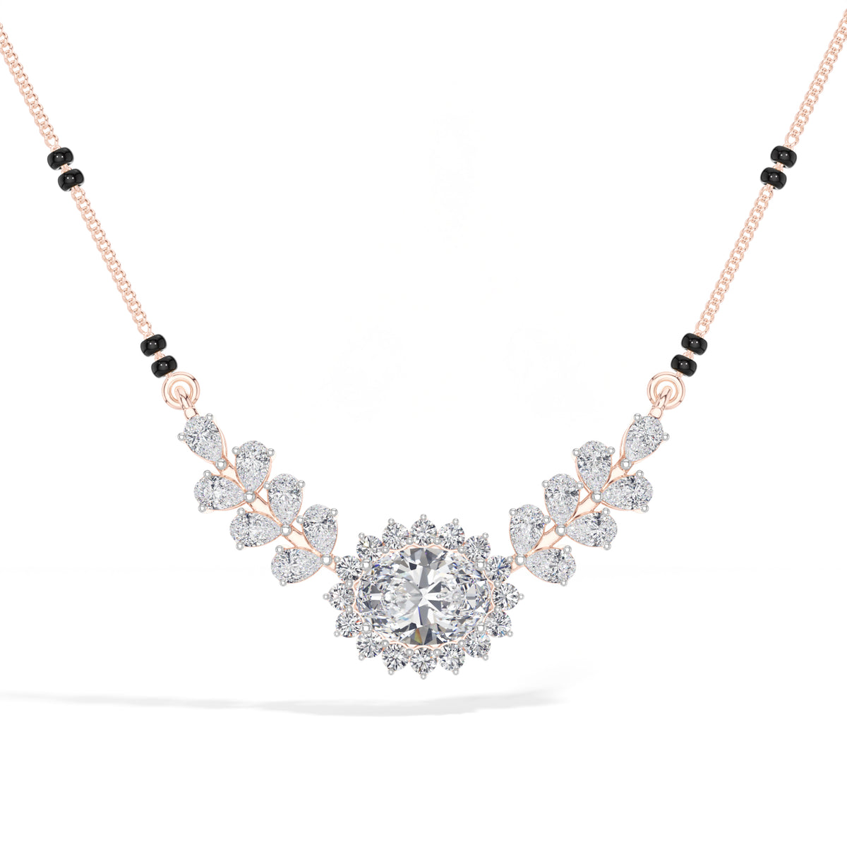 Oval Halo Pear Wing Lab Grown Diamond Seraphine Mangalsutra Necklace