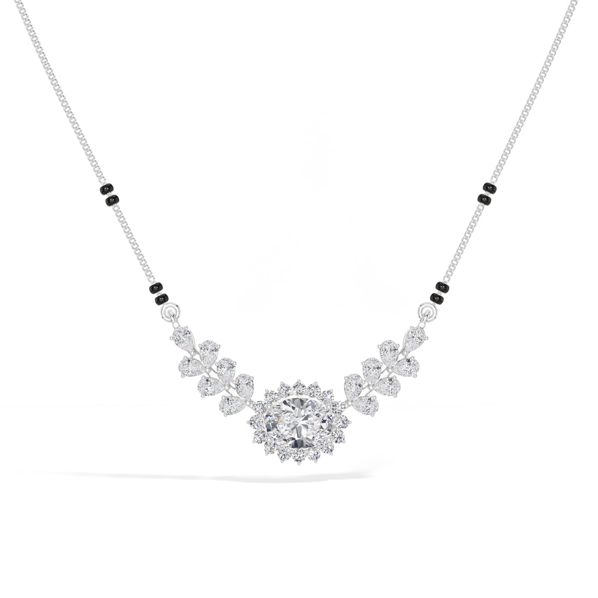 Oval Halo Pear Wing Lab Grown Diamond Seraphine Mangalsutra Necklace
