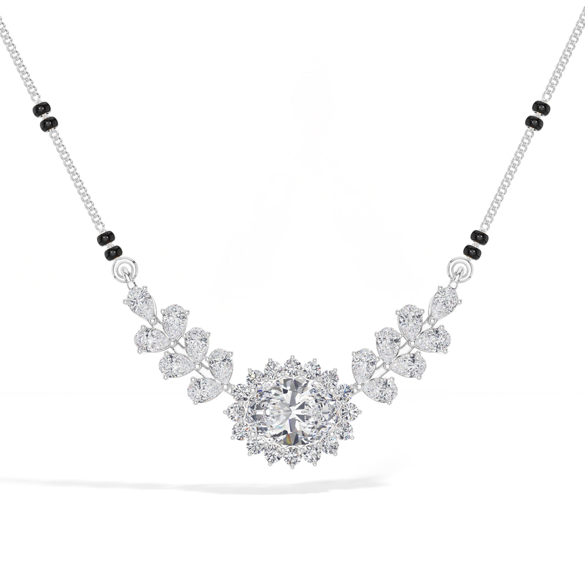 Oval Halo Pear Wing Lab Grown Diamond Seraphine Mangalsutra Necklace