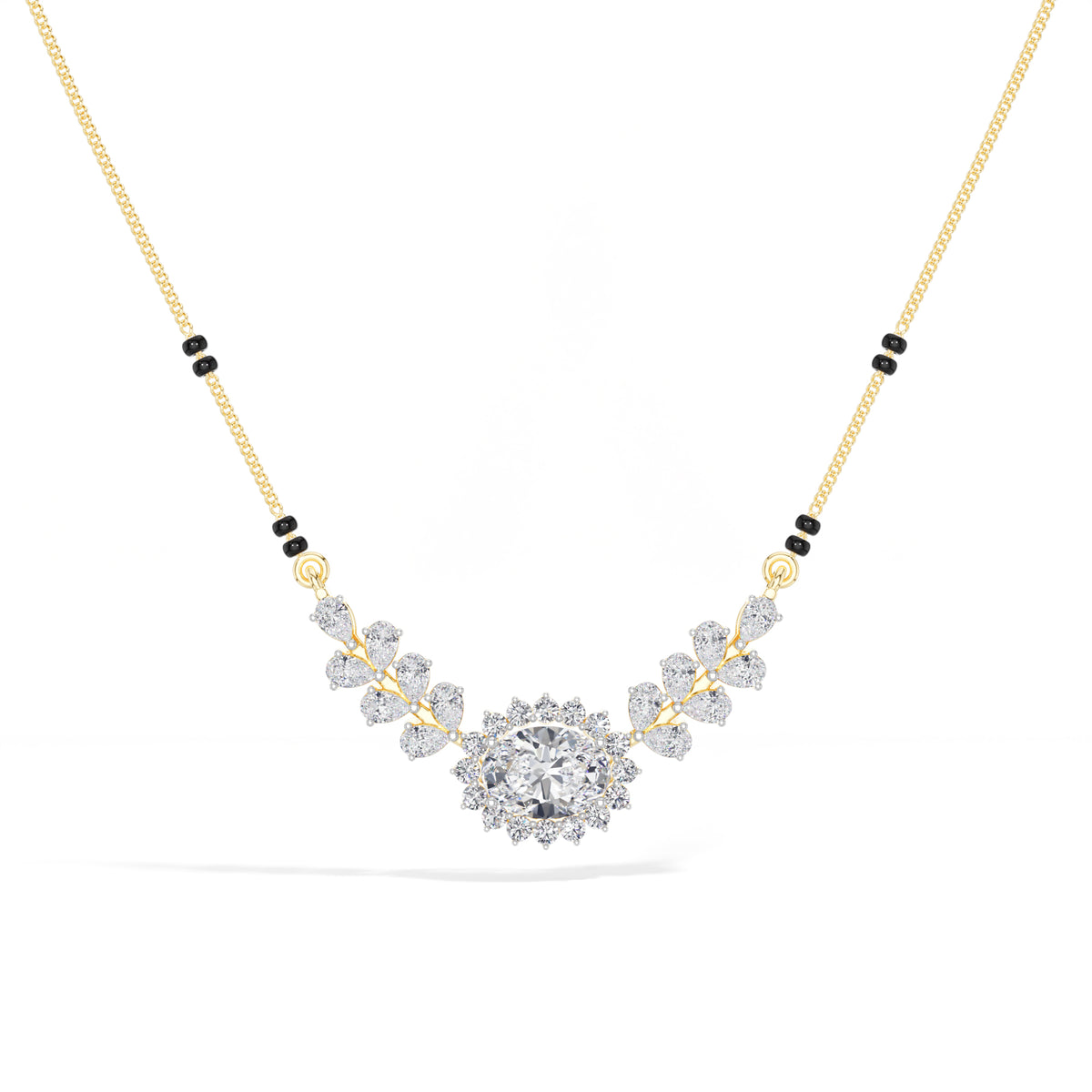 Oval Halo Pear Wing Lab Grown Diamond Seraphine Mangalsutra Necklace