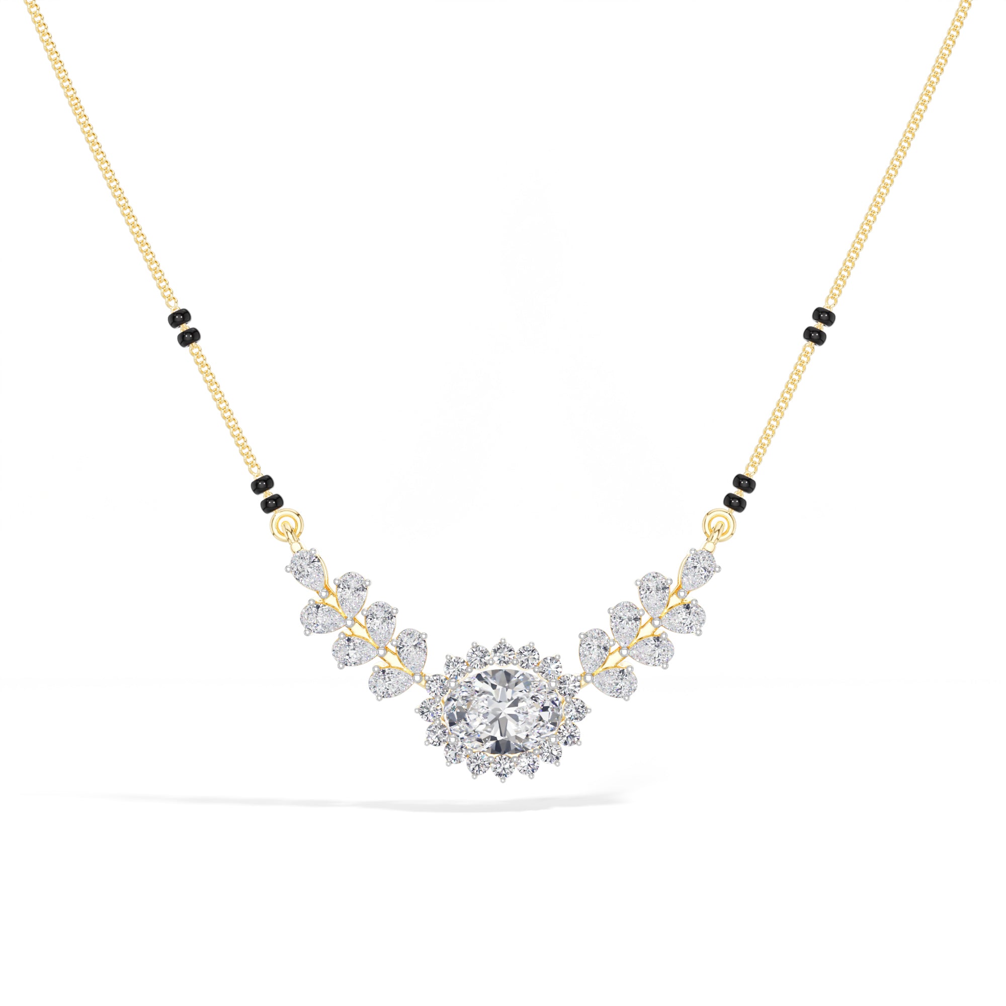 Oval Halo Pear Wing Lab Grown Diamond Seraphine Mangalsutra Necklace