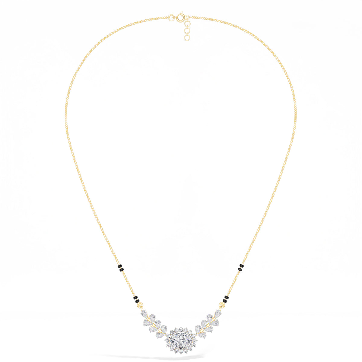 Oval Halo Pear Wing Lab Grown Diamond Seraphine Mangalsutra Necklace
